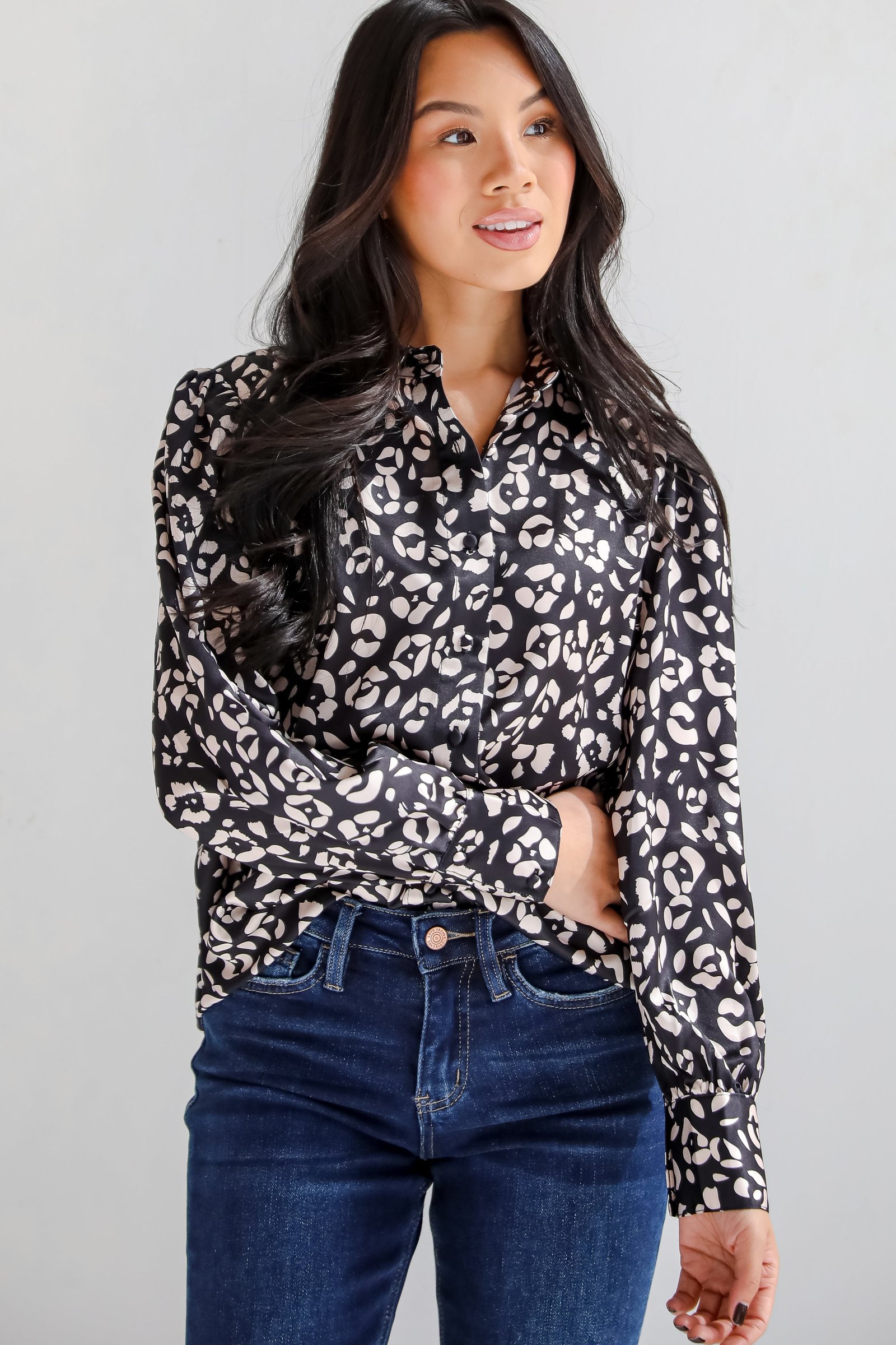 Luxe Favorite Black Button-Up Blouse