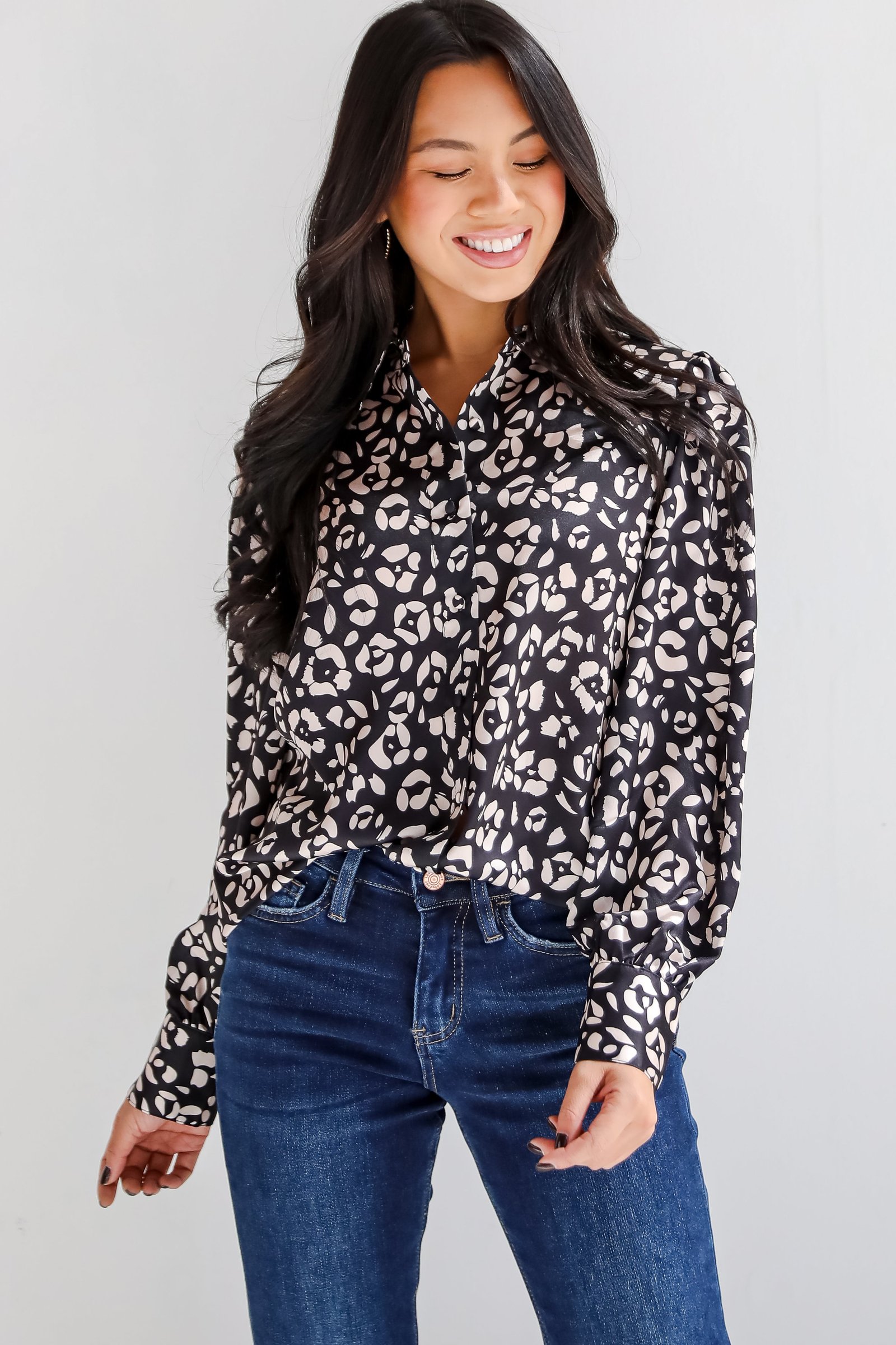 Luxe Favorite Black Button-Up Blouse