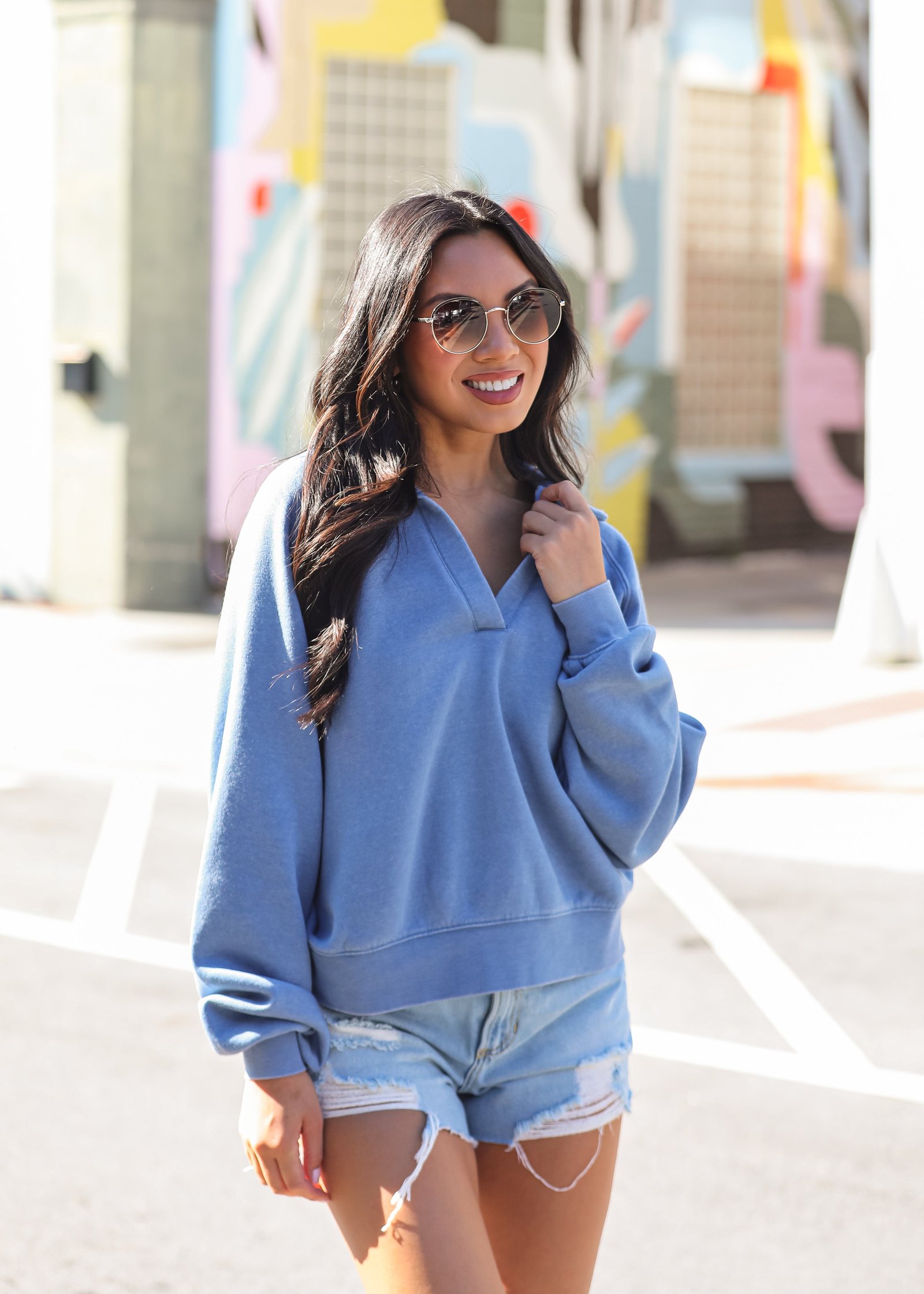 Comfy Culture Denim Collared Pullover - DU DEAL