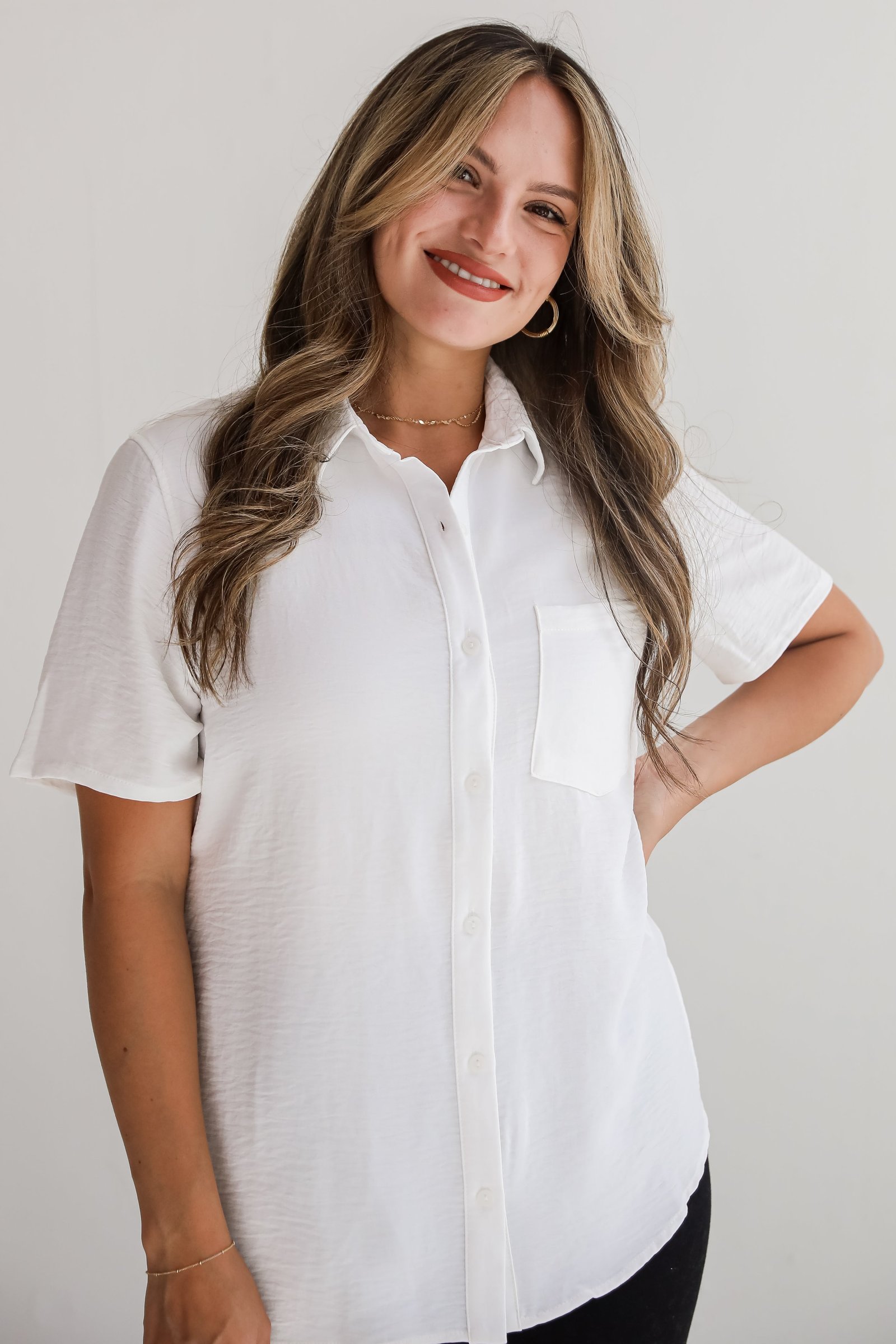 Kayla Button-Up Blouse - DU DEAL