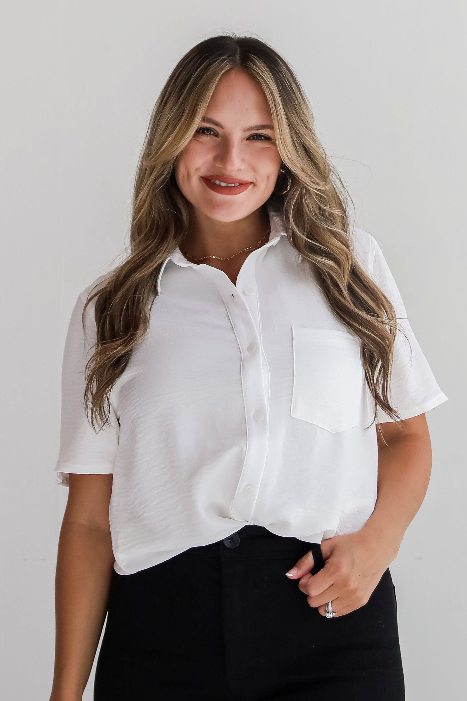 Kayla Button-Up Blouse - DU DEAL