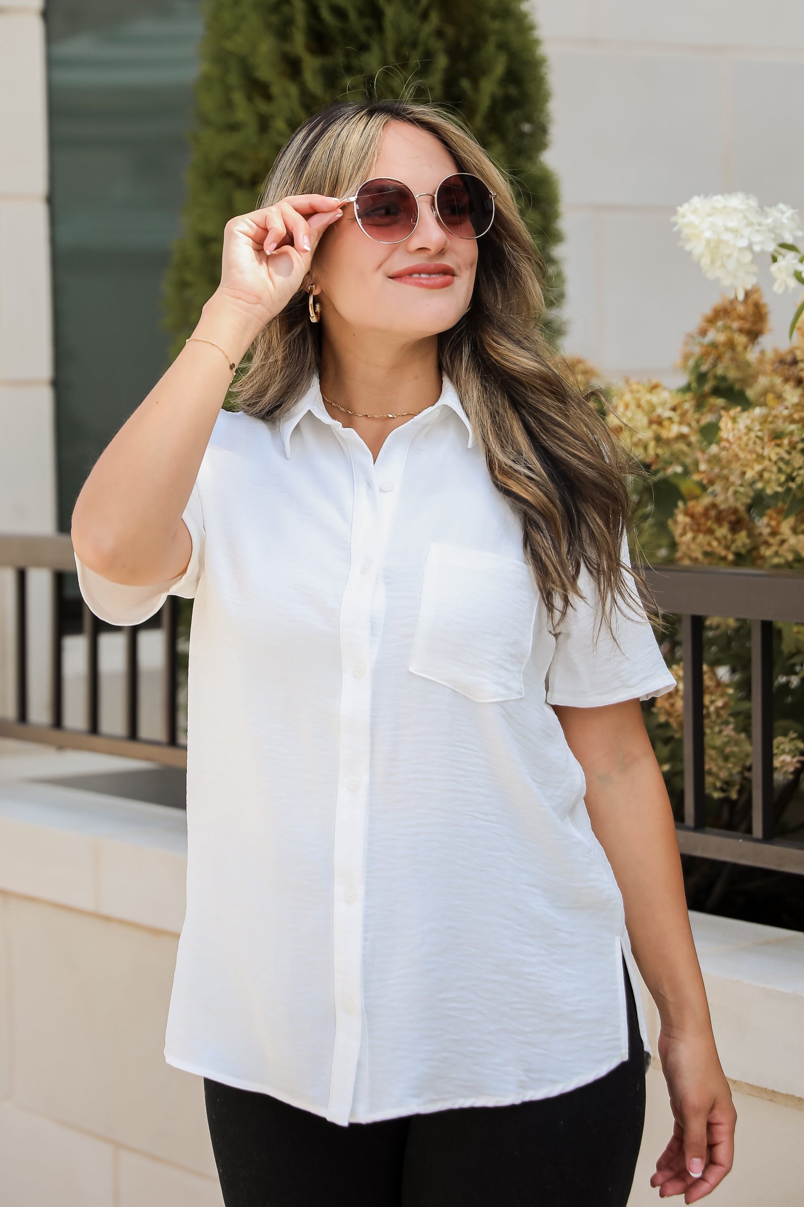 Kayla Button-Up Blouse - DU DEAL