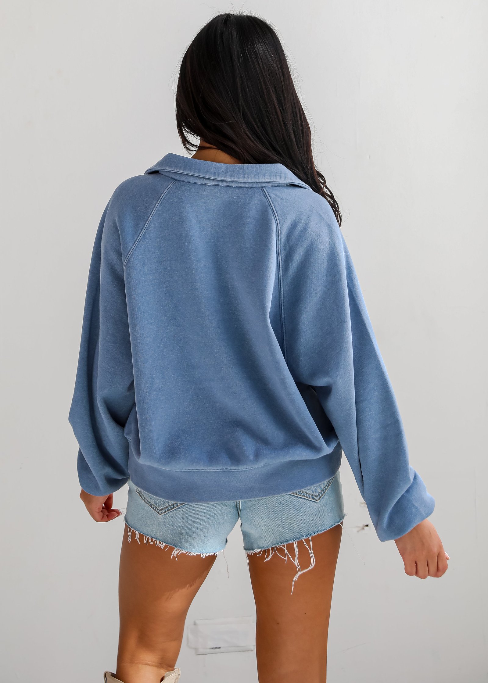 Comfy Culture Denim Collared Pullover - DU DEAL