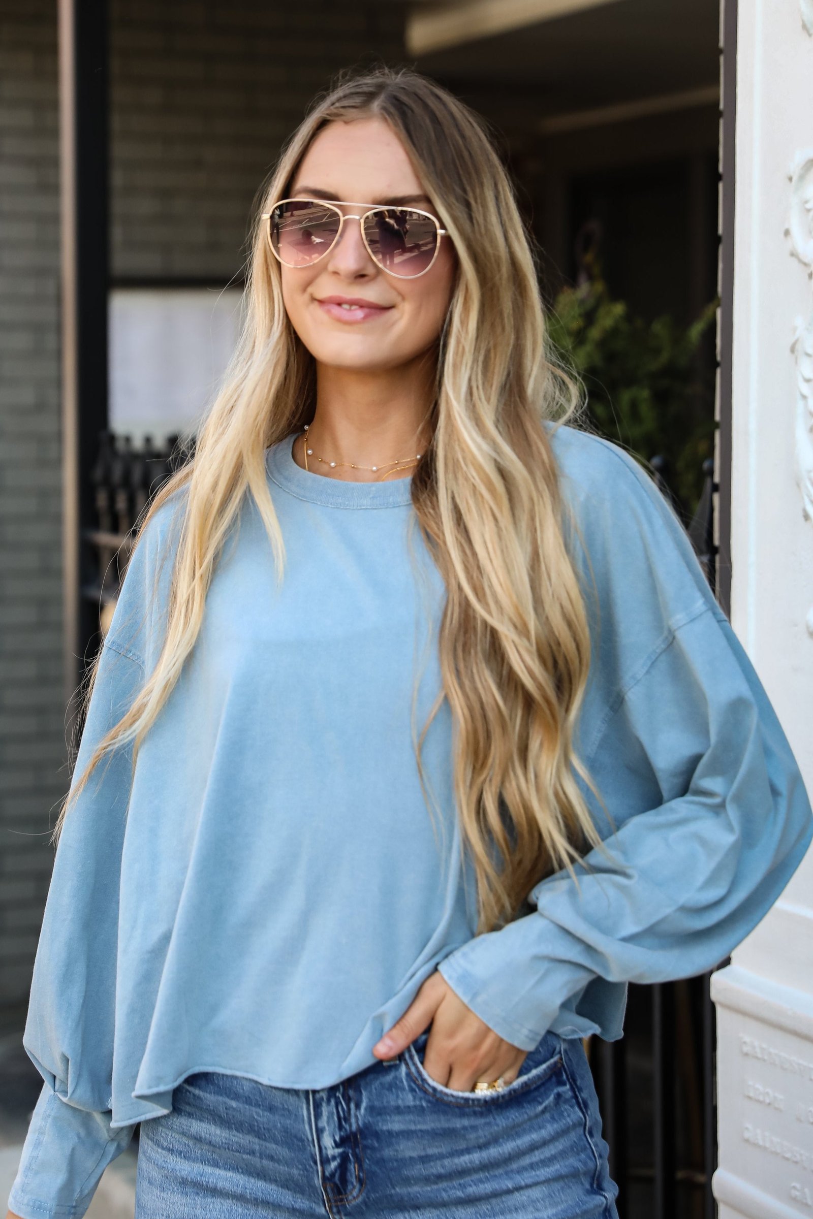 Aubree Cropped Long Sleeve Tee - DU DEAL