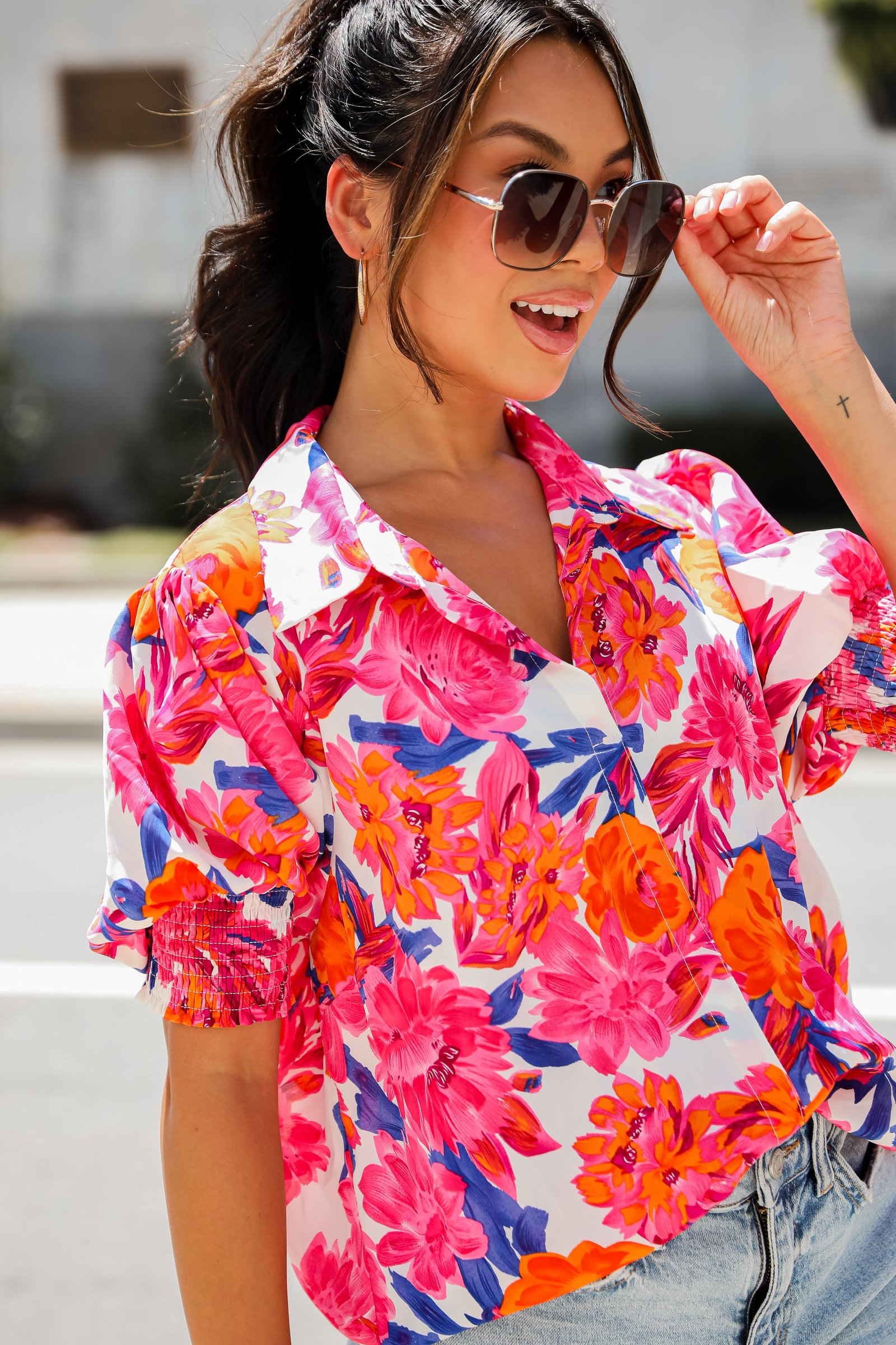 Profound Poise Pink Floral Blouse